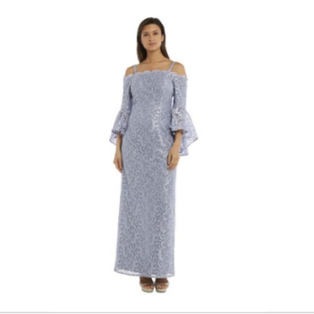 R&M RICHARDSGlitter Lace Evening Gown - Picture 2 of 4